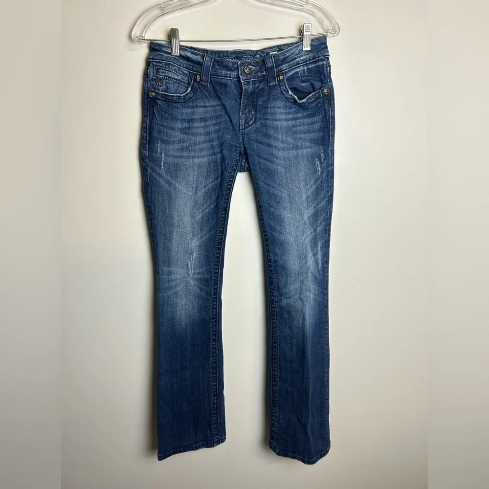 Vintage Miss Me‎ Angel Wigs Blue Jeans Size 28 Boocut Cowgirl low rise Western